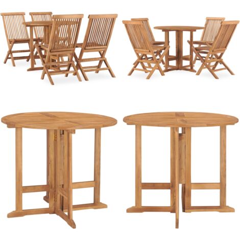 Set da Pranzo da Giardino 5 pz Pieghevole in Massello di Teak - Tavolo da pranzo in teak - Sedie da giardino
