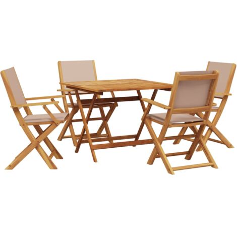 Set da Pranzo da Giardino 5 pz Tortora Tessuto e Legno Massello vidaXL