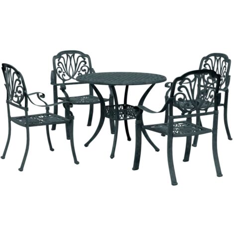 Set da Pranzo da Giardino 5 pz Verde in Alluminio Pressofuso vidaXL