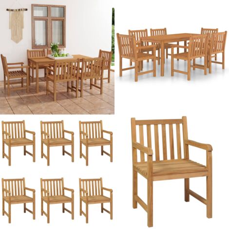 Set da pranzo da giardino 7 pz 160x80 cm in legno massello di teak - Tavolo da giardino - Sedie da giardino