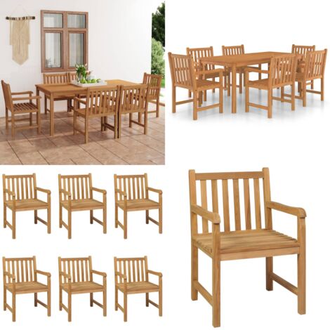 Set da pranzo da giardino 7 pz 180x90 cm in legno massello di teak - Tavolo da giardino - Sedie da giardino