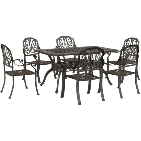 Set da Pranzo da Giardino 7 pz Bronzo in Alluminio Pressofuso vidaXL
