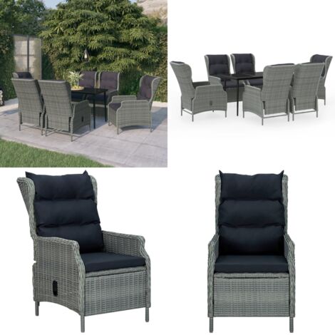 Set da Pranzo da Giardino 7 pz Grigio Chiaro - Sedie da giardino - Tavolo da giardino
