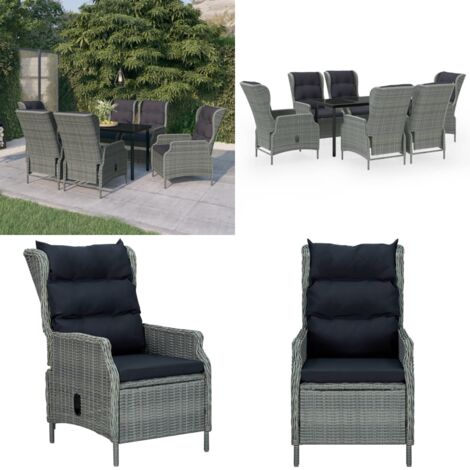 Set da Pranzo da Giardino 7 pz Grigio Chiaro - Sedie da giardino - Tavolo da giardino