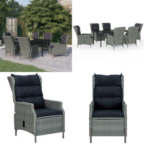 Set da Pranzo da Giardino 7 pz Grigio Chiaro - Sedie da giardino - Tavolo da pranzo esterno