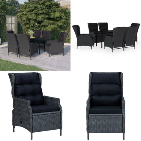 Set da Pranzo da Giardino 7 pz Grigio Scuro - Sedie da giardino - Tavolo da giardino