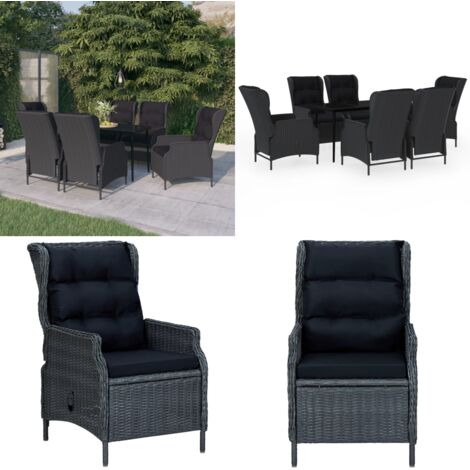Set da Pranzo da Giardino 7 pz Grigio Scuro - Sedie da giardino - Tavolo da giardino