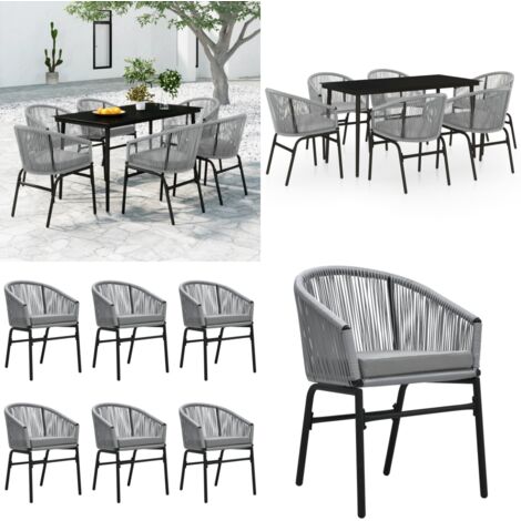 Set da Pranzo da Giardino 7 pz Grigio - Tavolo da pranzo da esterno - Sedie da giardino