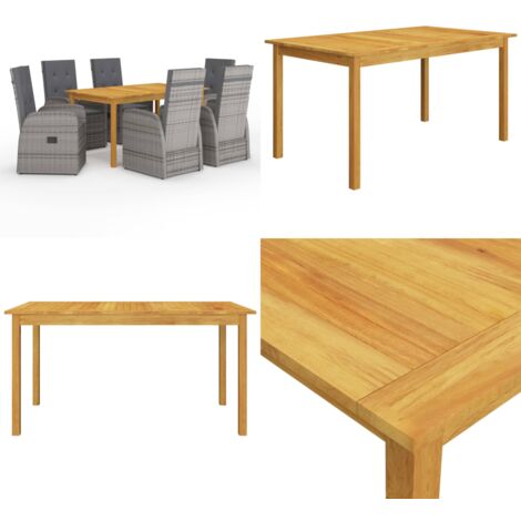 Set da Pranzo da Giardino 7 pz Grigio - Tavolo da pranzo in legno - Sedie da pranzo da giardino