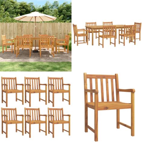 Set da Pranzo da Giardino 7 pz in Legno Massello di Acacia - Tavolo da pranzo in legno - Sedie da pranzo