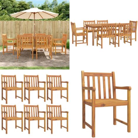 Set da Pranzo da Giardino 7 pz in Legno Massello di Acacia - Tavolo da pranzo in legno - Sedie da pranzo