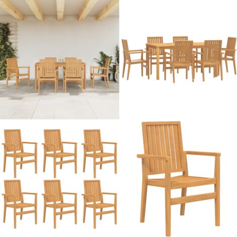 Set da Pranzo da Giardino 7 pz in Legno Massello di Teak - Tavolo da pranzo in legno - Sedie da giardino