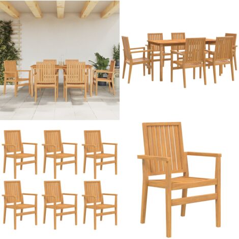 Set da Pranzo da Giardino 7 pz in Legno Massello di Teak - Tavolo da pranzo in legno - Sedie da giardino