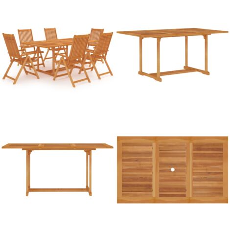 Set da Pranzo da Giardino 7 pz in Legno Massello di Teak - Tavolo in teak - Sedie in teak