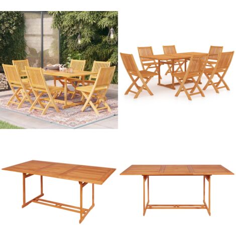 Set da Pranzo da Giardino 7 pz in Legno Massello di Teak - Tavolo in teak - Sedie pieghevoli