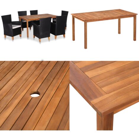 Set da Pranzo da Giardino 7 pz in Polyrattan Nero e Marrone - Tavolo da giardino - Sedie da giardino