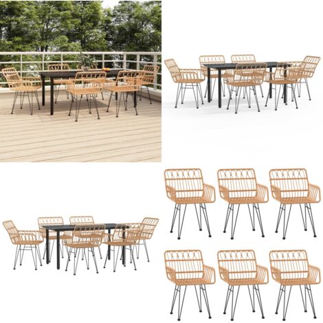 Set da Pranzo da Giardino 7 pz in Polyrattan - Tavolo da pranzo da esterno - Sedie da pranzo da giardino