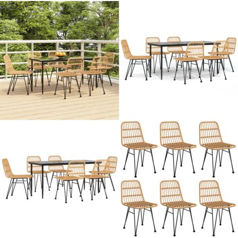 Set da Pranzo da Giardino 7 pz in Polyrattan - Tavolo da pranzo da esterno - Sedie da pranzo da giardino