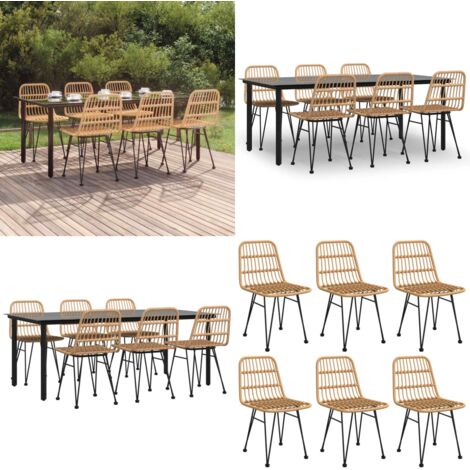Set da Pranzo da Giardino 7 pz in Polyrattan - Tavolo da pranzo da esterno - Sedie da pranzo da giardino