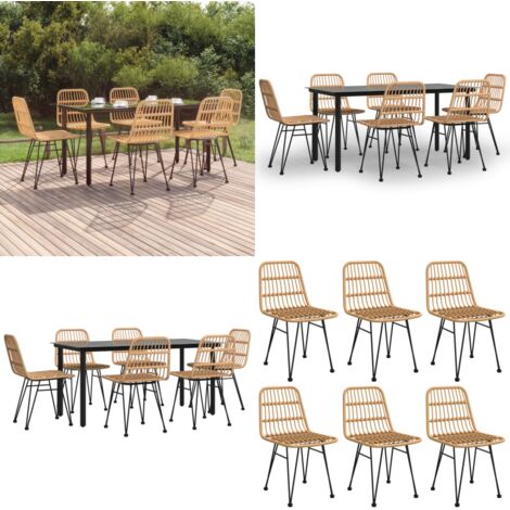 Set da Pranzo da Giardino 7 pz in Polyrattan - Tavolo da pranzo da esterno - Sedie da pranzo da giardino
