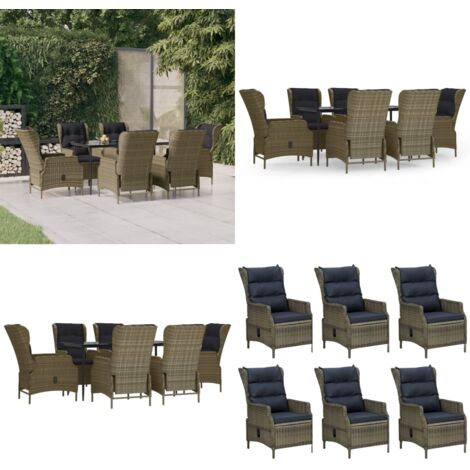 Set da Pranzo da Giardino 7 pz Marrone in Polyrattan - Tavolo da pranzo esterno - Sedie da pranzo esterno