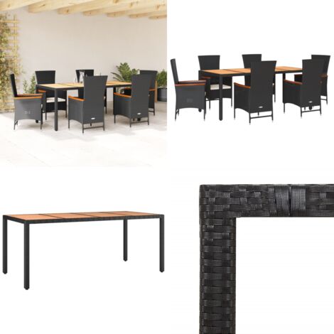 Set da Pranzo da Giardino 7 pz Nero con Cuscini in Polyrattan - Sedie da giardino - Tavolo da giardino