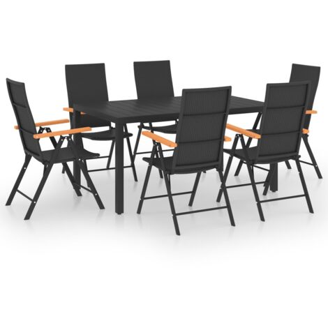 Set da Pranzo da Giardino 7 pz Nero e Marrone vidaXL