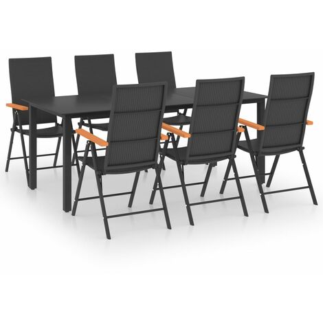 Set da Pranzo da Giardino 7 pz Nero e Marrone vidaXL