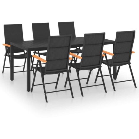 Set da Pranzo da Giardino 7 pz Nero e Marrone vidaXL