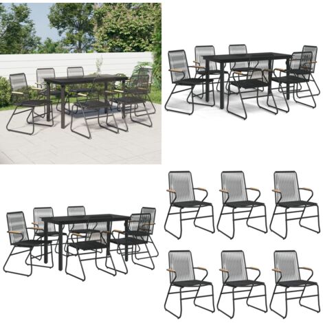 Set da Pranzo da Giardino 7 pz Nero in Rattan PVC - Tavolo da pranzo esterno - Sedie da pranzo esterno