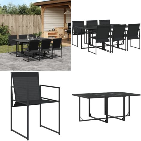 Set da Pranzo da Giardino 7 pz Nero in Textilene - Sedie da giardino - Tavolo da giardino