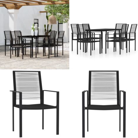 Set da Pranzo da Giardino 7 pz Nero - Tavolo da giardino - Sedie da giardino