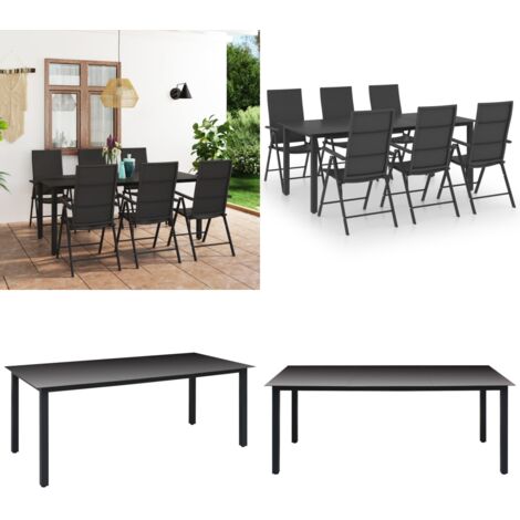 Set da Pranzo da Giardino 7 pz Nero - Tavolo da giardino - Sedie da giardino