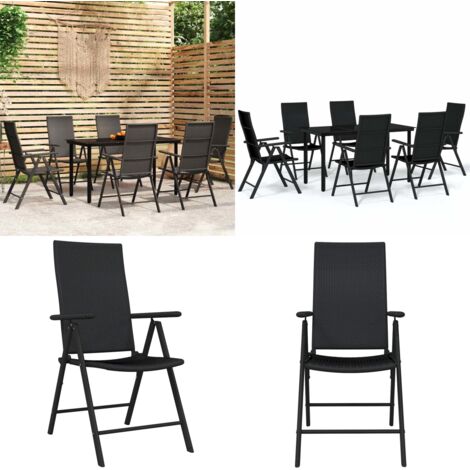 Set da Pranzo da Giardino 7 pz Nero - Tavolo da giardino - Sedie da giardino