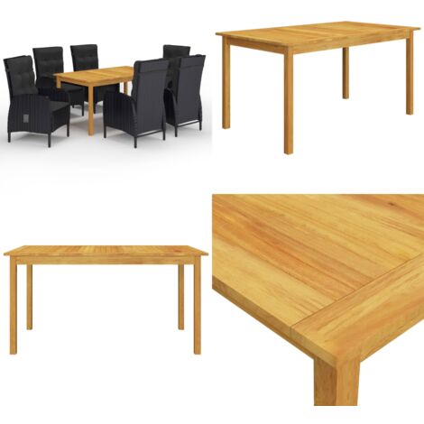 Set da Pranzo da Giardino 7 pz Nero - Tavolo da pranzo esterno - Sedie da giardino