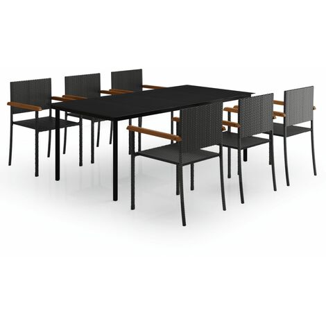 Set da Pranzo da Giardino 7 pz Nero vidaXL