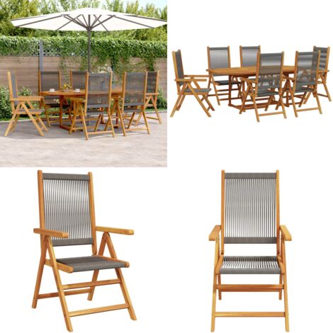 Set da Pranzo da Giardino 7 pz Polipropilene e Legno Massello - Tavolo da giardino - Sedie da giardino