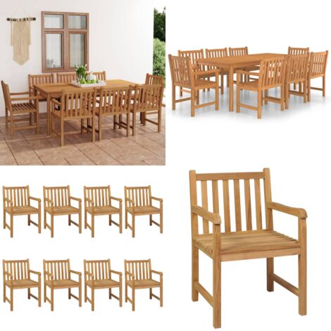 Set da pranzo da giardino 9 pz 200x100 cm in legno massello di teak - Tavolo da giardino - Sedie da giardino