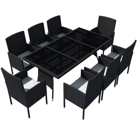 vidaXL Set Mobili da Giardino 4 pz Tavolino Sedie e Panchina da Esterno Nero