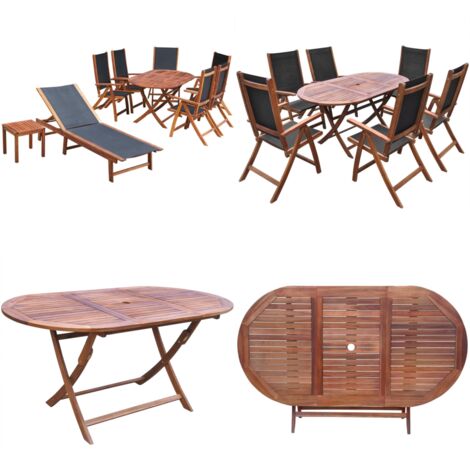 Set da Pranzo da Giardino 9 pz con Cuscini Massello di Acacia - Tavolo da pranzo in legno - Sedie da giardino