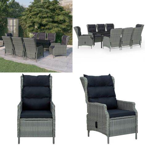 Set da Pranzo da Giardino 9 pz Grigio Chiaro - Sedie da giardino - Tavolo da pranzo esterno