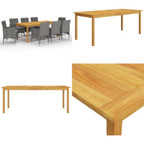 Set da Pranzo da Giardino 9 pz Grigio - Tavolo da pranzo in legno - Sedie da esterno