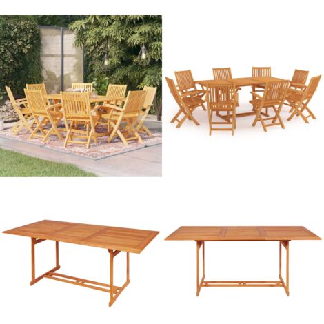Set da Pranzo da Giardino 9 pz in Legno Massello di Teak - Tavolo in teak - Sedie in teak