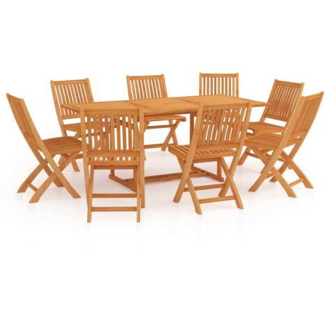 Set da Pranzo da Giardino 9 pz in Legno Massello di Teak vidaXL
