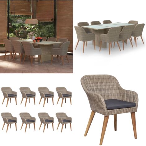 Set da Pranzo da Giardino 9 pz in Polyrattan Marrone - Tavolo da pranzo da giardino - Sedie da giardino