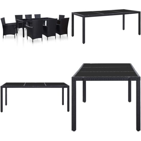 Set da Pranzo da Giardino 9 pz in Polyrattan Nero - Rattan - Tavolo da giardino