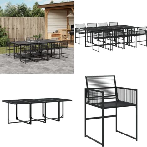 Set da Pranzo da Giardino 9 pz Nero in Polyrattan - Sedie da giardino - Tavolo da giardino