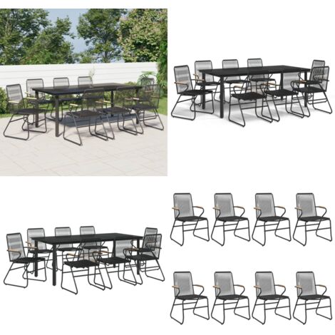 Set da Pranzo da Giardino 9 pz Nero in Rattan PVC - Tavolo da pranzo da esterno - Sedie da pranzo da esterno