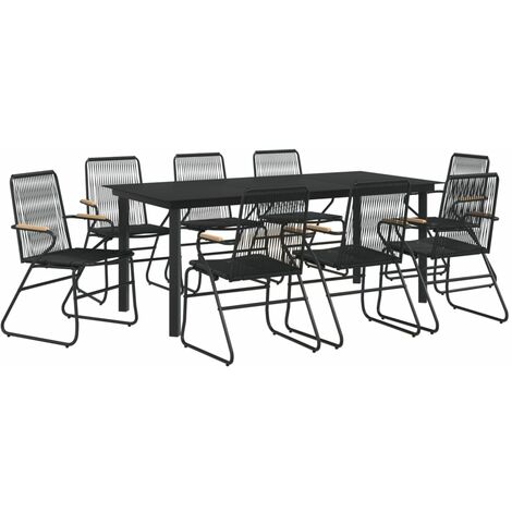Set da Pranzo da Giardino 9 pz Nero in Rattan PVC vidaXL