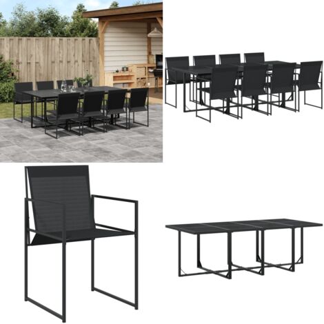 Set da Pranzo da Giardino 9 pz Nero in Textilene - Sedie da giardino - Tavolo da giardino